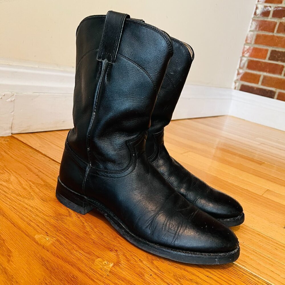 Justin Boots Mens Westernwear Black Kipskin 8.5 D Cowboy Boots